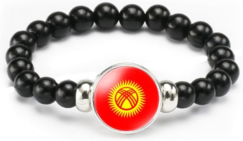 vmcoatdu National Flag Bracelet Elastic Rope Beaded Bracelet Support Your Country Travel Souvenir Gifts for Men Women - Image 1